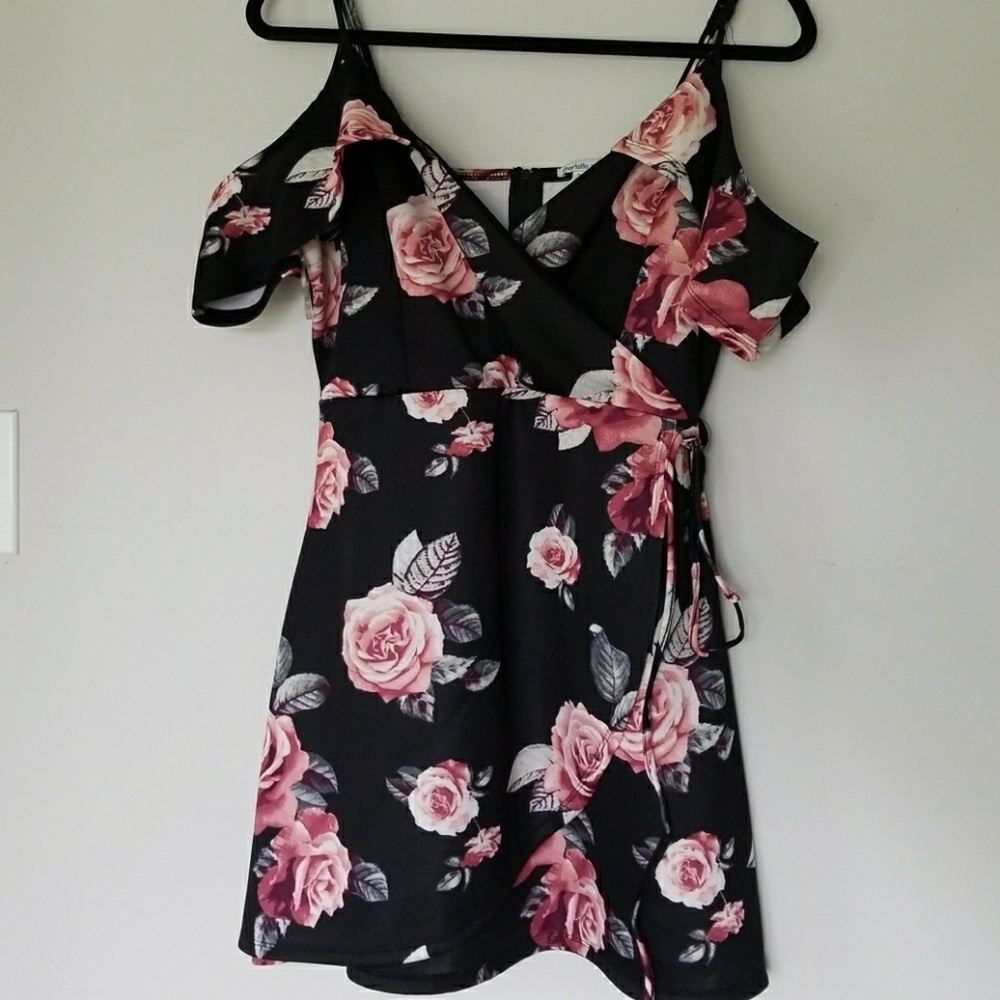 Cold shoulder fit and flare dress